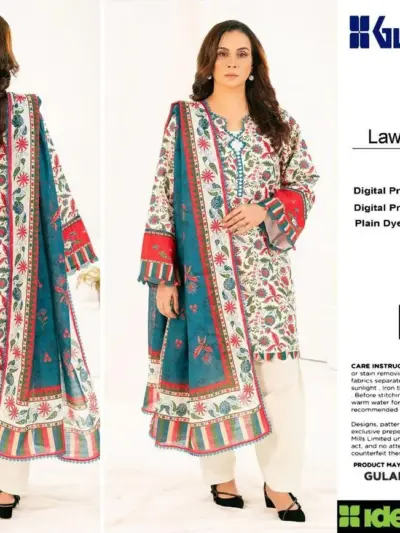 Unstitched 3 Piece Lawn Suit for Women Multicolor Printed Eid Summer Dress