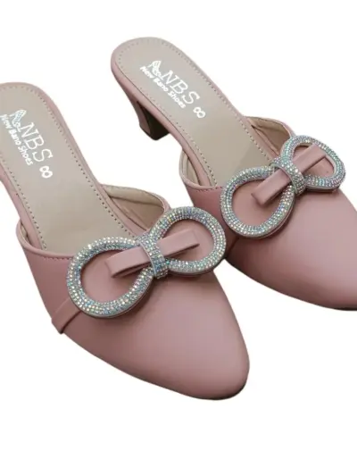 Buy Premium Pink Rhinestone Bow Heels for Women Online
