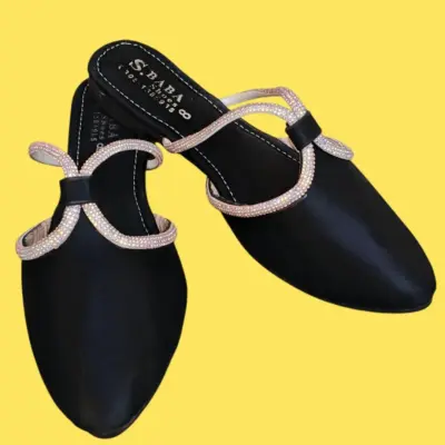 Buy Premium Women's Black Rhinestone Flat Shoes Online