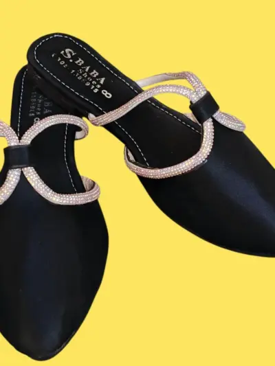 Buy Premium Women's Black Rhinestone Flat Shoes Online