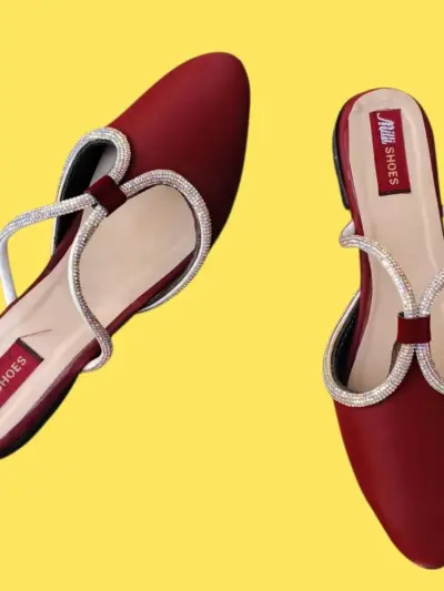 Buy Premium Maroon Rhinestone Women's Flats