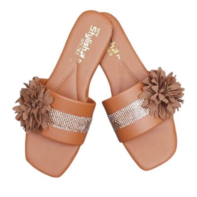 Buy Premium Women's PVC Floral Rhinestone Flat Shoes