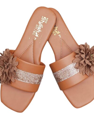 Buy Premium Women's PVC Floral Rhinestone Flat Shoes