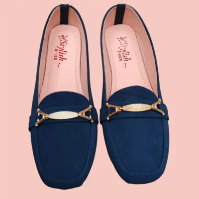 Buy Premium Women Synthetic Leather Blue Flip Flops with Buckle Design Online in Pakistan
