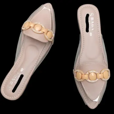 Buy Premium Women Satin Mules Brown Formal Party Wear Online in Pakistan