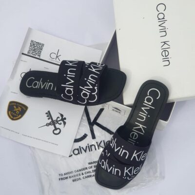 Buy Premium Calvin Klein Women Black Slides Flat Shoes