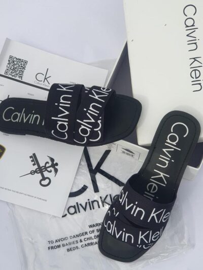 Buy Premium Calvin Klein Women Black Slides Flat Shoes