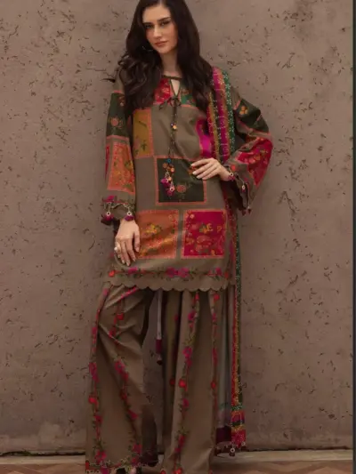 3 Pcs Unstitched Silky Digital Printed Suit for Women – Multicolor Summer Collection