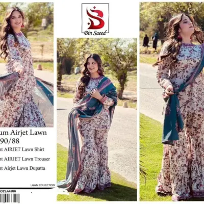Premium Airjet Lawn 3 Pcs Digital Print Purple Unstitched Suit with Dupatta