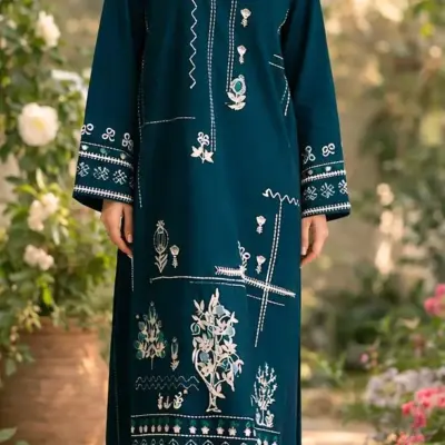 LAAM Blue Unstitched Embroidered Lawn Suit 2 Piece