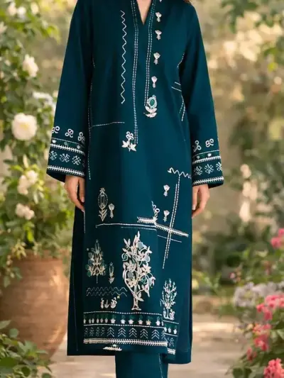 LAAM Blue Unstitched Embroidered Lawn Suit 2 Piece