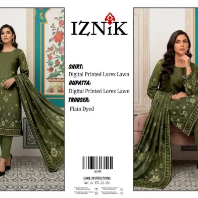 Green Printed Lawn 3 Piece Unstitched Suit with Printed Dupatta – Eid Collection