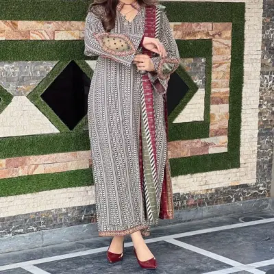Black Printed Lawn 3 Piece Unstitched Suit for Women