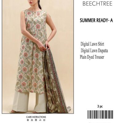 Off White Printed Lawn 3 Piece Unstitched Summer Suit