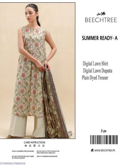 Off White Printed Lawn 3 Piece Unstitched Summer Suit