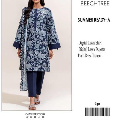 Blue Printed Lawn 3 Piece Unstitched Women Suit Pakistan Summer Collection