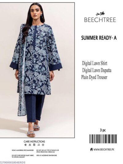 Blue Printed Lawn 3 Piece Unstitched Women Suit Pakistan Summer Collection
