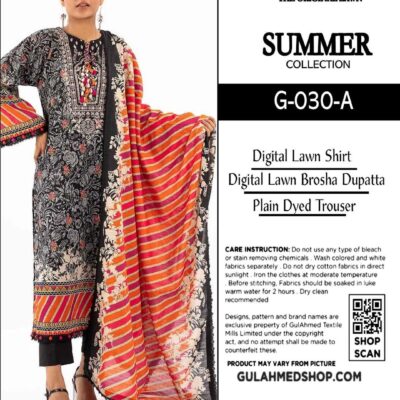 Women Printed Lawn Suit Set Black 3 Piece Unstitched Eid Wear