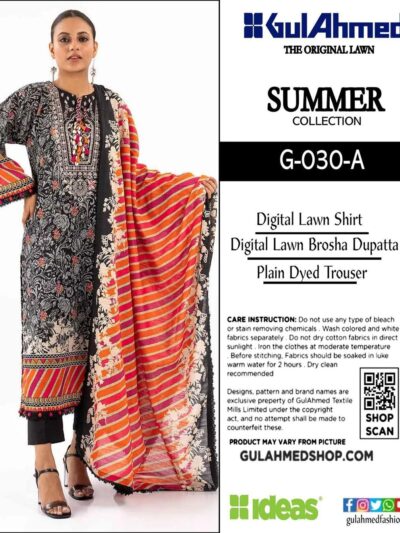 Women Printed Lawn Suit Set Black 3 Piece Unstitched Eid Wear