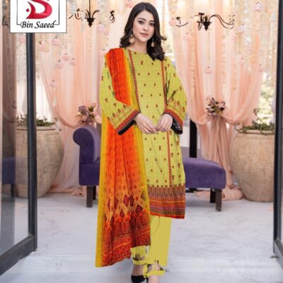 Multicolor Digital Print Linen 3 Piece Unstitched Suit with Diamond Dupatta
