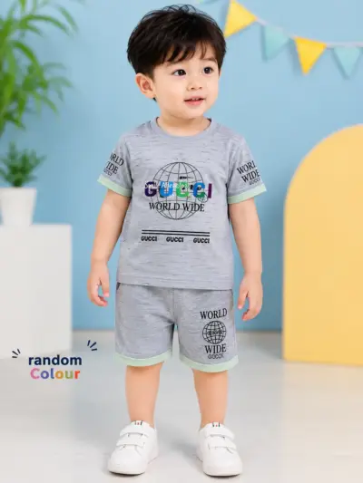 2 Pcs China Stuff Boy's Printed Shirt And Shorts Set
