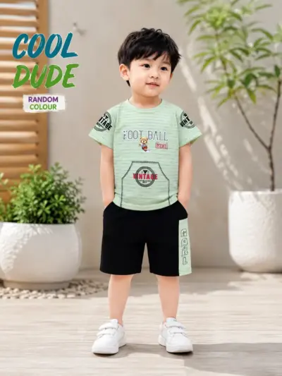 2 Pcs China Stuff Boy's Printed Shirt And Shorts Set