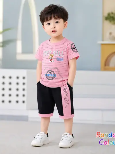 2 Pcs China Stuff Boy's Printed Shirt And Shorts Set