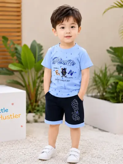 2 Pcs China Stuff Boy's Printed Shirt And Shorts Set
