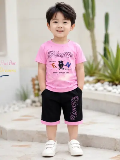2 Pcs China Stuff Boy's Printed Shirt And Shorts Set