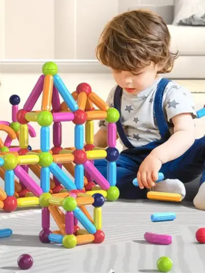 36 PCS Magnetic Building Blocks Set | STEM Educational Magnetic Construction Toy | Colorful Magnetic Tiles for Kids | Orange Storage Box