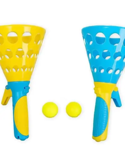 Pop & Catch Ball Game Set | Outdoor Sports Toy for Kids | 2 Catch Baskets with 3 Balls | Family Garden, Beach & Camping Game