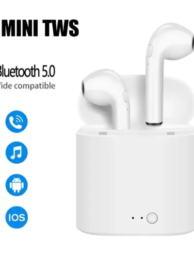 i7 TWS Wireless Bluetooth Earbuds with Charging Case | Stereo Sound | Built-in Mic | Lightweight Earphones