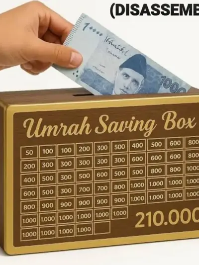 Wooden Umrah Saving Box with 280 Days Tracker | Islamic Money Saving Box for Hajj & Umrah | Halal Cash Box Gift for Muslims | Daily Pilgrimage Goal Jar