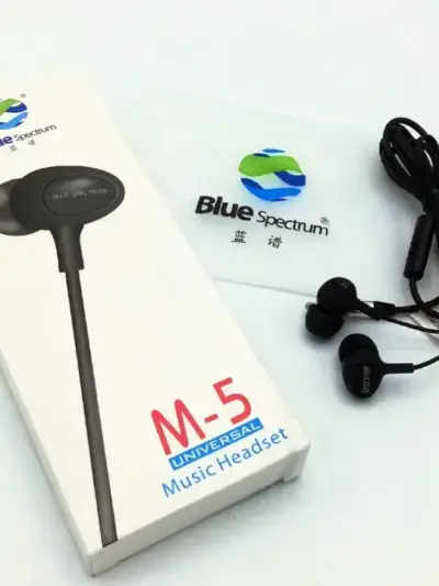 Blue Spectrum M5 Black Handsfree | High-Quality Stereo Earphones with Deep Bass | High-Quality Wired Headphones for All Mobile Phones
