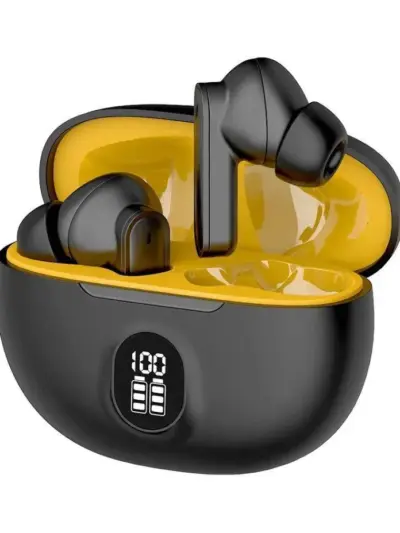 Premium Wireless Earbuds Black Yellow Bluetooth 5.3